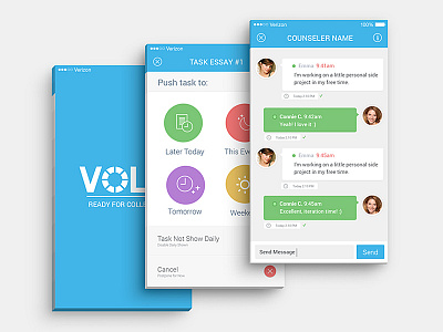 Volv iOS 7 App blue clean flat interface ios iphone application mobile app phone simple student app