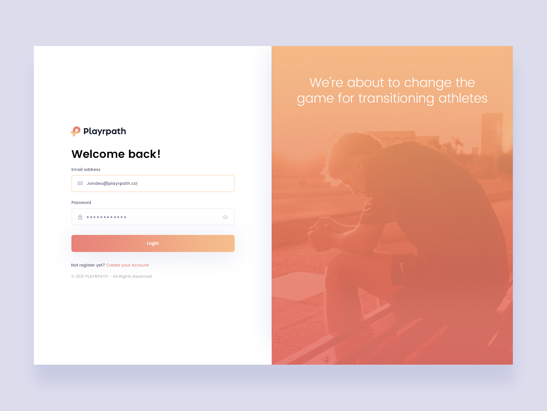 Playrpath Login Page by Naresh Kumar on Dribbble