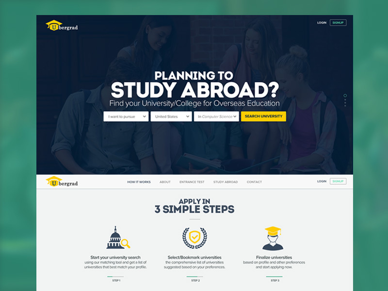 Ubergrad Website Design web design uiux user interface design ui design responsive colors website college travel university study study abroad