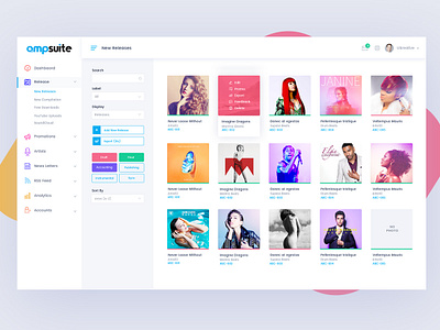 Ampsuite: new release page admin albums analytical analytics charts dashboard download graphs music reports statistics stats uiux user experience design website