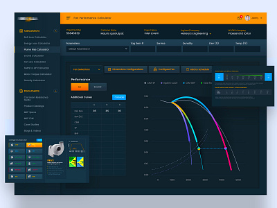 Fan Selection dashboard admin analytical analytics calculator charts clean dashboard fans graphs industrial reports uiux user experience design web website