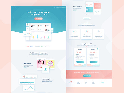 Melonstats: Homepage design concept analysis analytical analytics chart clean conversion dashboard followers growth hashtags insights instagram landing page melonstats sale sales statics stats user experience design website