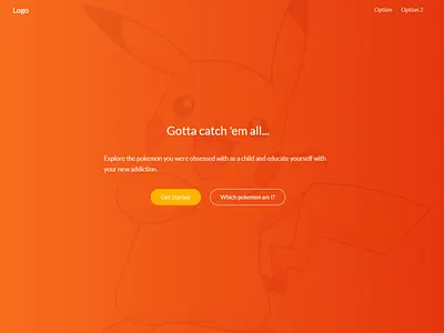 Pokedex design landing page orange pikachu pokemon ux web design website