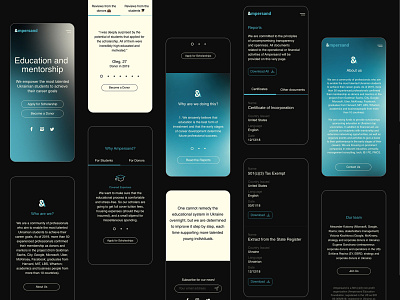 Mobile Version of scholarship website button dark mode dark theme dark ui design education gradient icon design iconography mobile ui scholarship scroll ui uxui web