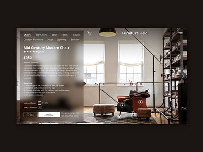 Furniture Field product page adobe cart challenge furniture hover modern page product shop uxui xd