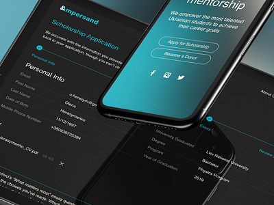 Form for scholarship application adobe application dark mode education form mobile ui modern design scholarship ui uidesign ux website design
