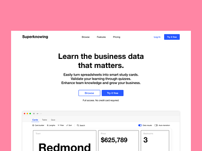 Superknowing landing page