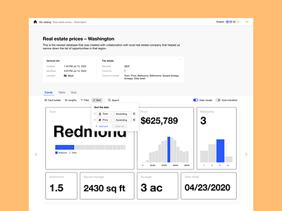 Dataset page card dashboad dashboard ui uxui visual design webapp webapp design