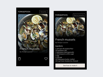Fork&Spoon design food food app hackaton interaction design recipe app skech ui user experience user interface ux