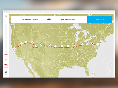 Tesla Concept - Planning your journey automobile car design drive gold map microsite pin tesla web website