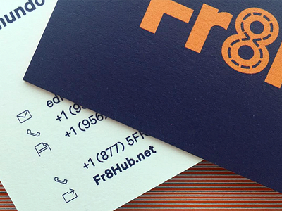 Fr8Hub Business Cards blue brand design icon identity logo orange type typography