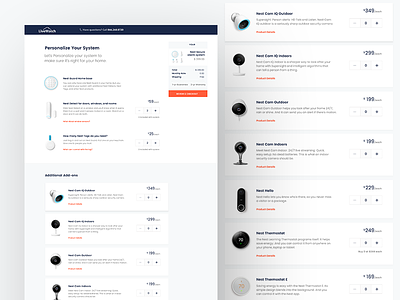 Nest with LiveWatch Monitoring - Product Selection Page design home product protect security ui ux web website
