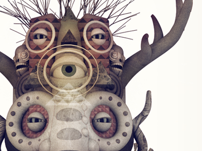 Totem 3d antlers characters cinema 4d diligence illustration native art stuart wade teeth totem totem pole triangles