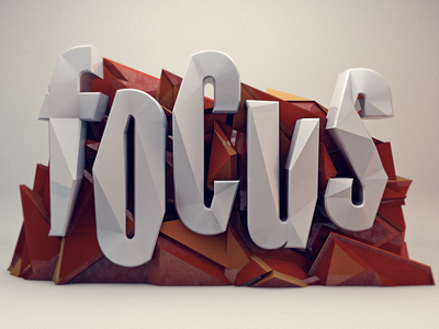 Focus 3d cinema 4d diligence focus low poly rendering stuart wade text typography