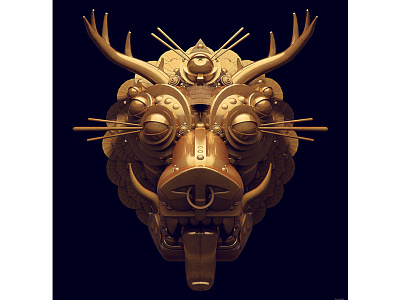 Golden Deity animal c4d diligence gold golden deity render rendering sculpture stuart wade