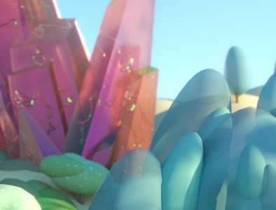 Fantasy - Detail Shot 3d 3d illustration c4d cinema 4d crystal fantasy illustration landscape landscape illustration rendering stuart wade trees