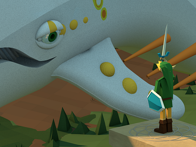 windfish and link 3d asset c4d character design illustration low poly nintendo render stuart wade video game zelda