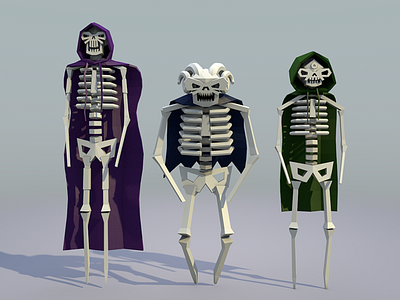 skeleton gang 3d asset c4d character design illustration low poly render skeleton stuart wade video game