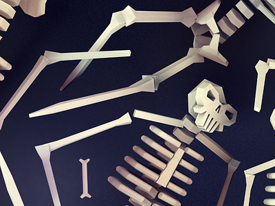 Skeleton Pile!! 3d c4d diligence illustration low poly render rendering skeleton skulls stuart wade