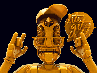 Gold!? c4d cinema 4d diligence dlgnce eyes gold homie stuart wade tongue wireframes word bubble