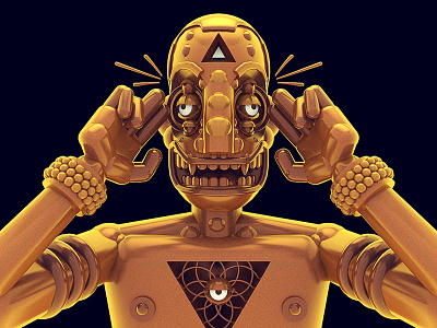 GURU! 3d illustration c4d diligence dlgnce eyes gold guru render shiny stuart wade