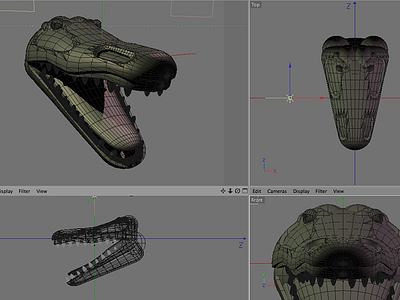 Don't sleep. alligator animal model c4d character crocodile stuart wade wireframes