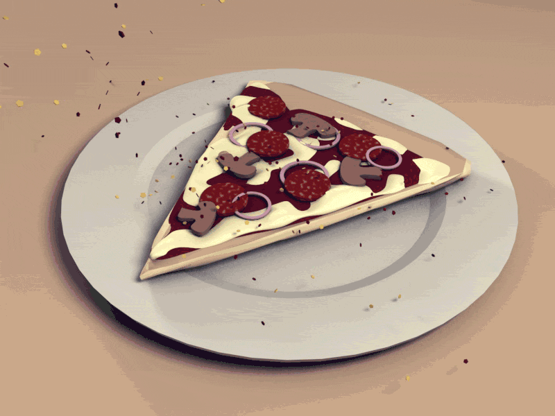 SPICY PIZZA GIF!!! 3d illustrator animation c4d dlgnce illustration loop low poly pizza rendering stuart wade