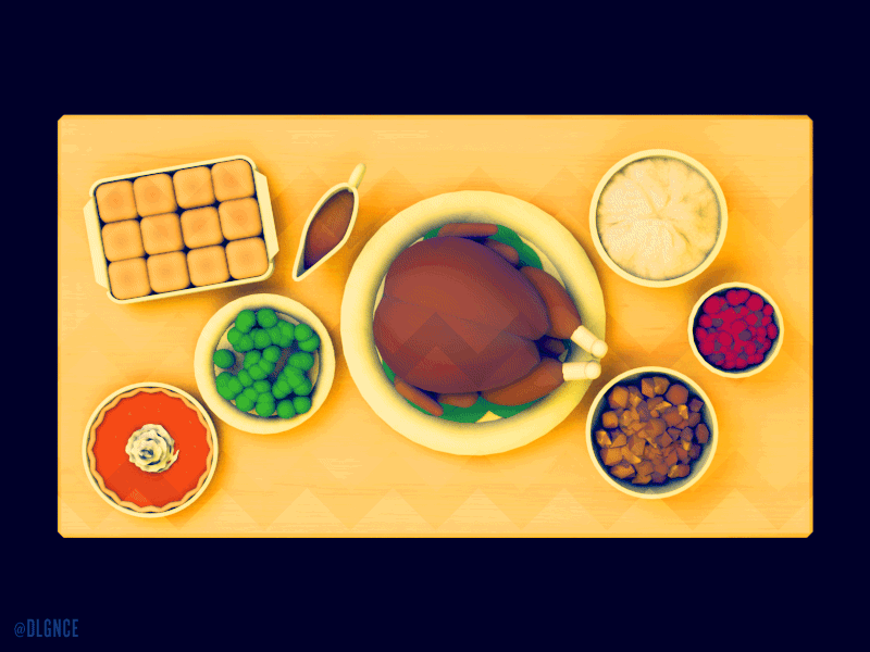 AH, Thanksgiving! 3d illustration animation c4d character face food holidays stuart wade table thanksgiving turkey