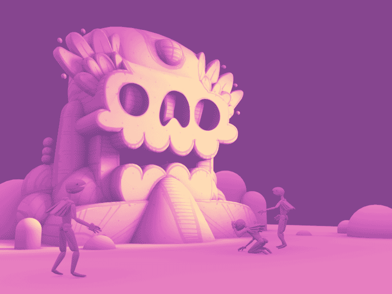 SKULL DISKUVERY 3d illustration animation c4d cg discovery dlgnce gif illustration purple skull