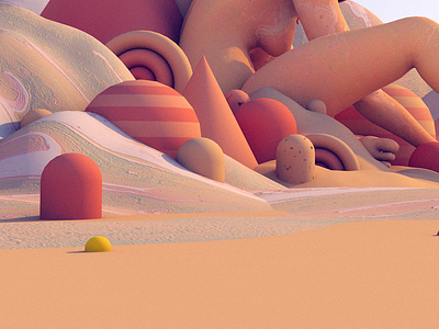 Detail from a forthcoming series 3d c4d cinema4d detail environment hills illustration landscape orange pink rendering wip