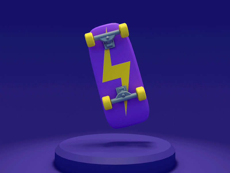 80's Skateboard GIF 360 3d illustration 80s bolt c4d cinema 4d gif lightening skate skateboard turntable gif