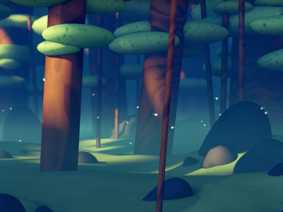 Foggy Firefly Forest 3d 3d illustration atmosphere c4d cinema 4d dlgnce firefly fog forest illustration stuart wade trees