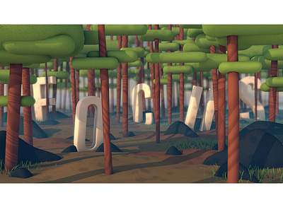 🌳 F O C U S 🌳 3d illustration 3d type c4d cinema 4d depth of field diligence forest illustration lettering render stuart wade tree trees type typography