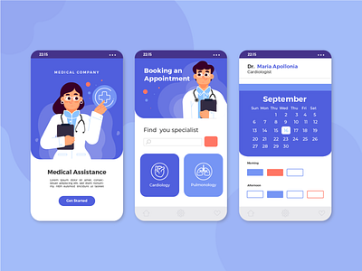 Medical Booking 2d art app app interface flat freebie illustration ui vector