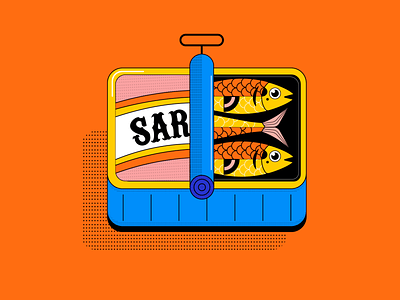 Sardine Can 2d art app illustration bright fish flat geometric geometric flat illustration sardine can vector vector illustration
