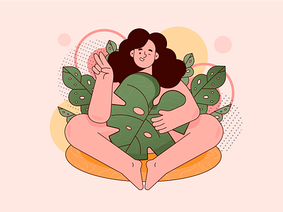 All about nature 2d art app illustration character design flat illustration natural nude nudism plant lady plants urban jungle vector woman young