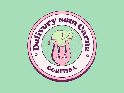 Delivery sem Carne 2d art badge character design cutesy flat food blog illustration lifestyle logo vector vegan vegetarian vintage cartoon
