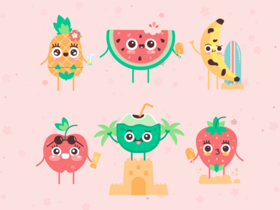 Cute Summer Characters 2d art character design cute flat free resource illustration vector