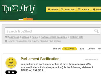 TrueShelf - New Design askbot design education gray green learning math questions search ui web yellow