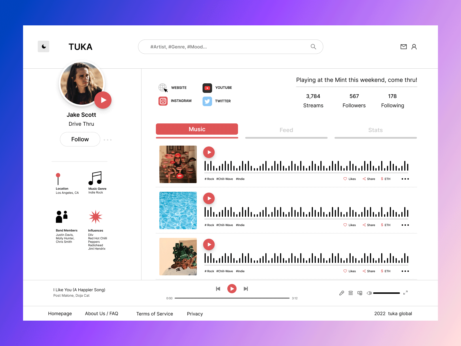 Mockup for a Web3 Music Platform