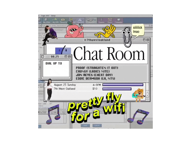 CHAT ROOM PARTY FLYER O1 aim aol chat chat room design dj flyer gif gif animation vintage web