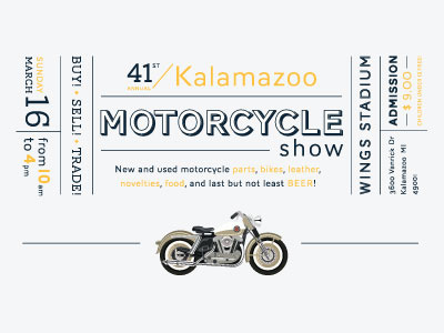 Kalamazoo Motorcycle Show kalamazoo motorcycle postcard typography