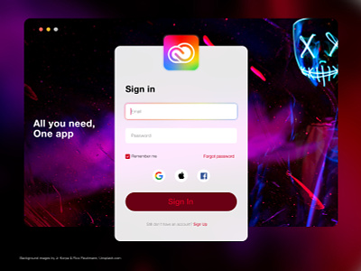 Creative Cloud Sign In - Adobe XD Playoff adobe adobe xd adobexd creative cloud flat graphic design macos rebound sign in sign up ui