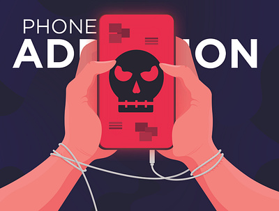 Phone Addiction addiction cranium earphones illustration iphone phone phone addiction