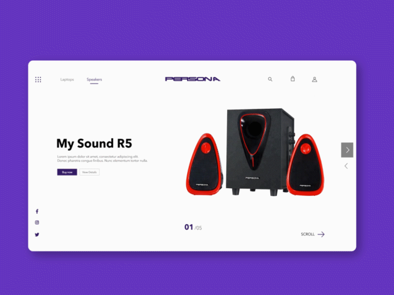 Persona Web Design Concept ecommerce interaction landing page design landing page ui minimal web design minimal website personal speakers ui ui design ux webdesign