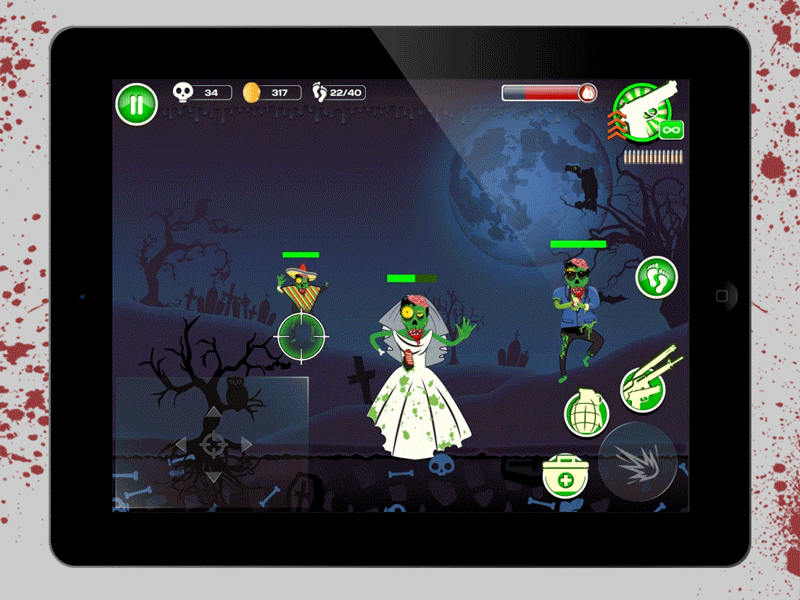 Zombie:Rising Up, Gameplay Concept animation app design game illustration interface shooter ui vector zombies