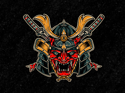 Bloody Samurai Design. artwork design fiverr graphic design illustration retro design samurai design skull skull design streetwear design tshirt design