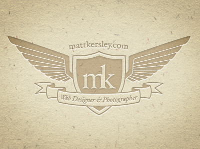 Logo brand idea letterpress paper personal scroll sheild wings