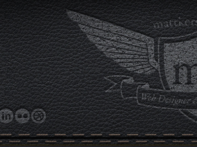 Leather head brand header icons leather logo personal site social stitching texture web