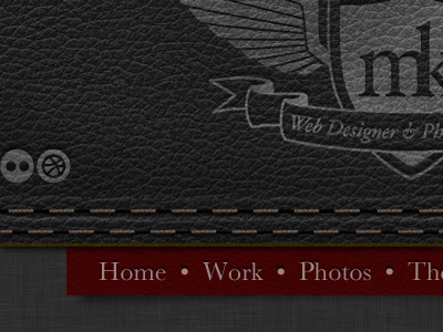 Leather head rebound brand header icons leather linen logo personal site social stitching texture web
